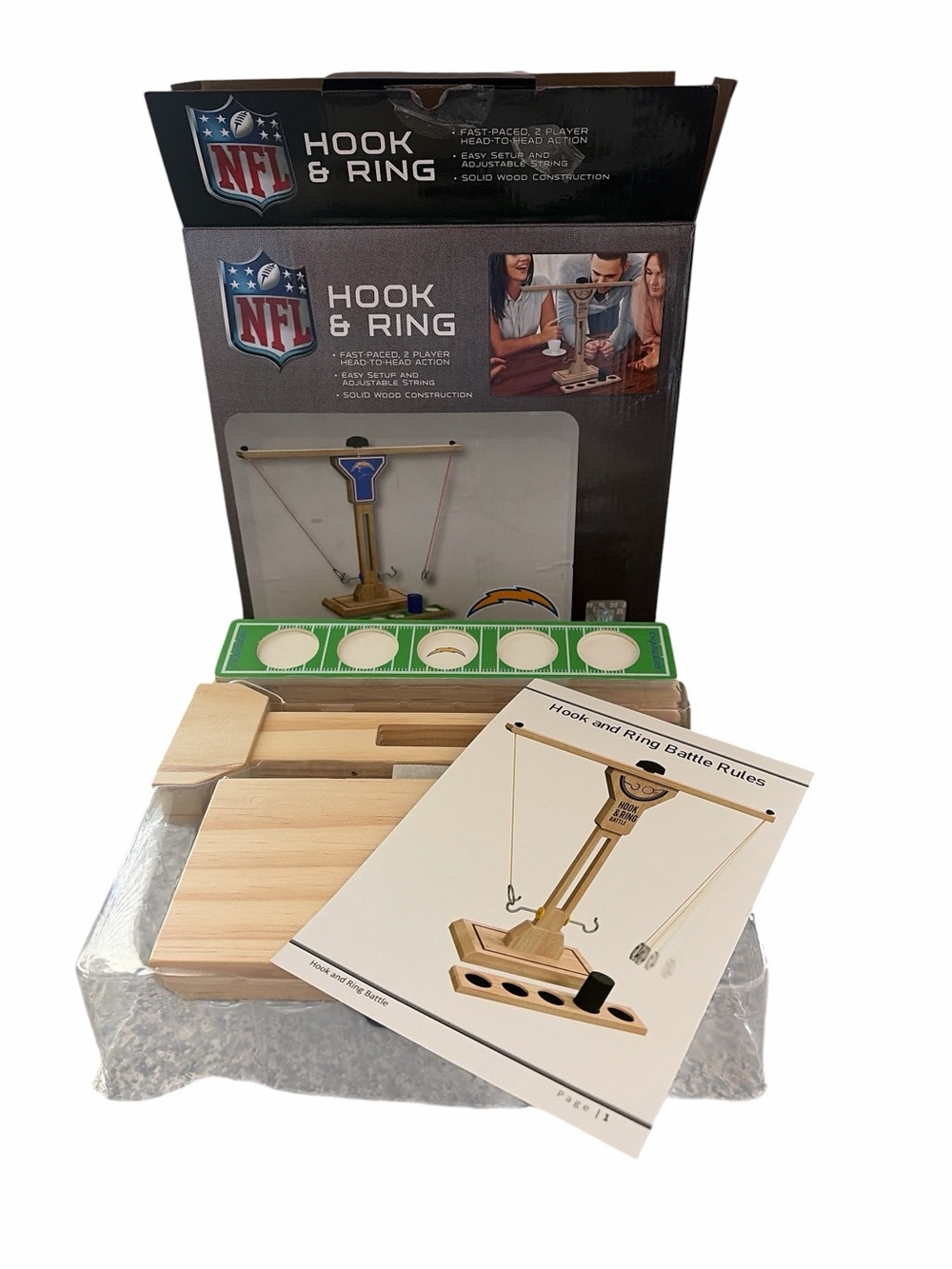 NFL Hook & Ring Game - Natural Wood with Black Accents